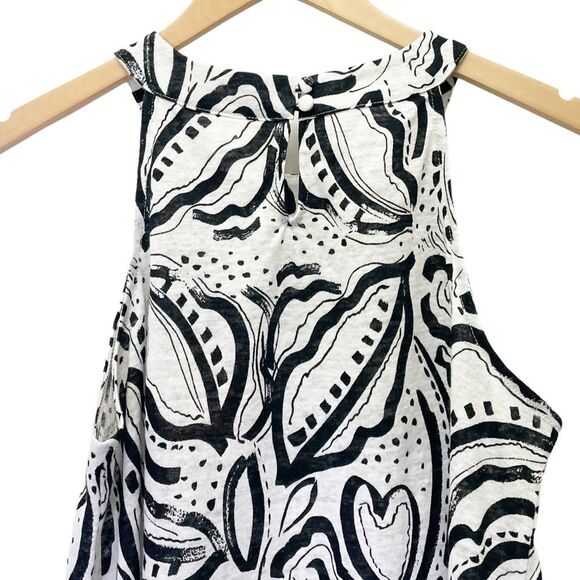NWT C&C California Summer Linen Halter Top Black & White Print Size Small NEW - Picture 8 of 13